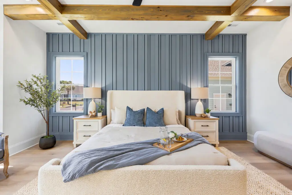 Primary bedroom in a custom Myrtle Beach home built with construction financing.