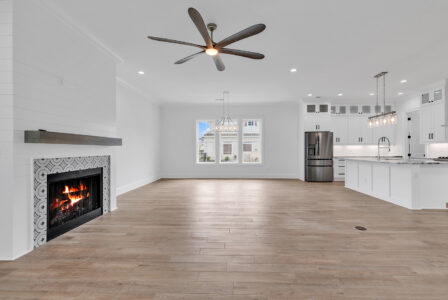 kitchen and living room of Isle of Palms 2 home by swift creek homes