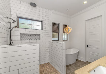 bathroom of Atlantic Beach home by swift creek homes