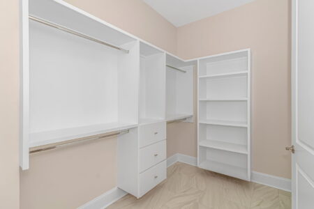 closet of Flowerdale home by swift creek homes