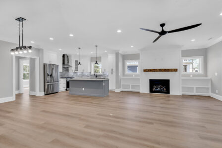 living room and kitchen of Streater home by swift creek homes