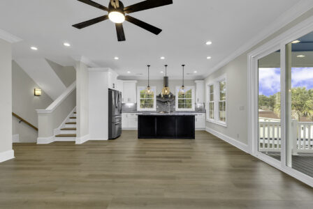 living room and kitchen of Atlantic Beach 2 home by swift creek homes