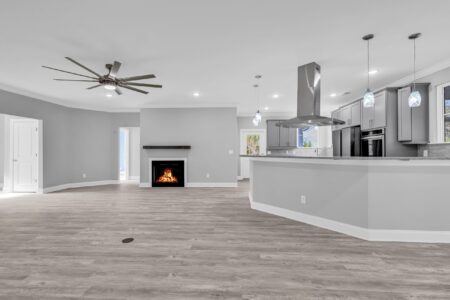 kitchen and living room of Hagley home by swift creek homes
