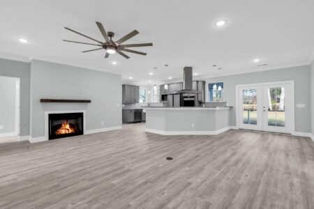 kitchen and living room of Hagley home by swift creek homes