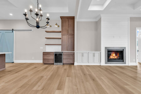living room of Waterbridge home by swift creek homes