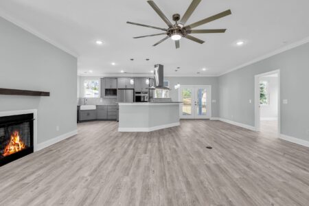 living room of Hagley home by swift creek homes