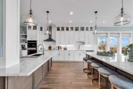 Modern coastal kitchen featuring extensive storage as one of the overlooked custom home upgrades homeowners appreciate most.