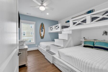bunk room of S Ocean home by swift creek homes