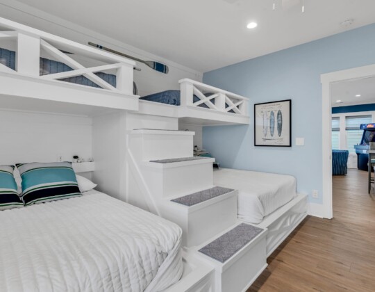 bunk room of S Ocean home by swift creek homes