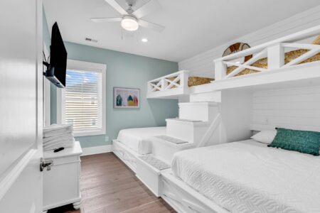 bunk room of S Ocean home by swift creek homes