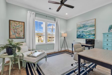 Home office demonstrating key considerations on how to choose a floor plan for functional, productive living spaces.