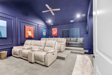movie theatre room of S Ocean home by swift creek homes