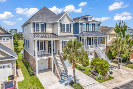 aerial front view of Whispering Winds home