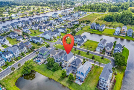 aerial view of Whispering Winds home and neighbors