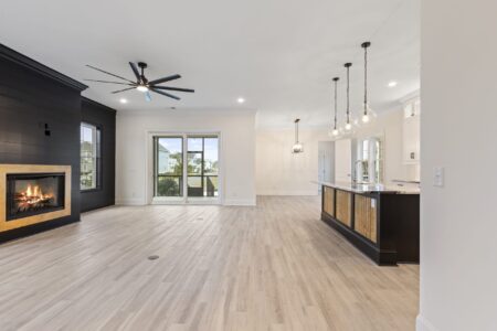 interior kitchen and living room of W Palm 1 home