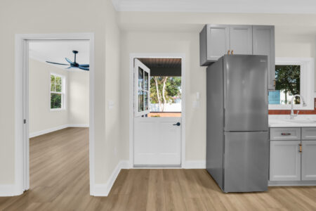 kitchen and rear door of atlantic beach 3 house